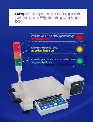 Scala SOHE ATJP in acciaio da 3 kg con luce di allarme a LED a tre colori e stampa di codici a barre QR