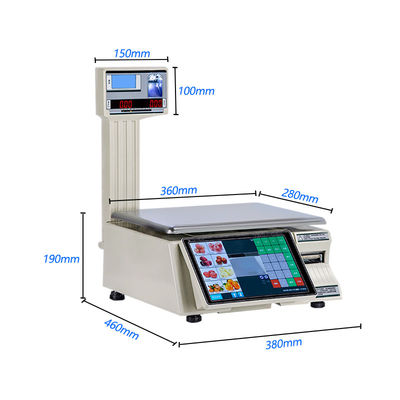15 kg di etichette touchscreen per la stampa Scala di pesatura con display LCD a LED e tipo di porta 1*RS232