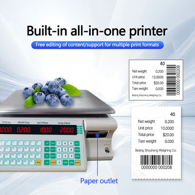 Supermercato Scale di calcolo digitale da 3 kg con etichetta a codici a barre e porta-rulli di carta
