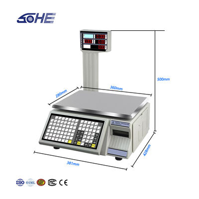 SHW-TMC 30 kg Barcode Scale di stampa con alimentazione AC/DC e gamma massima