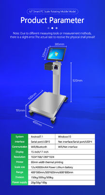 Windows 10 System 150kg Capacità Pesatura industriale con schermo touch da 15 pollici
