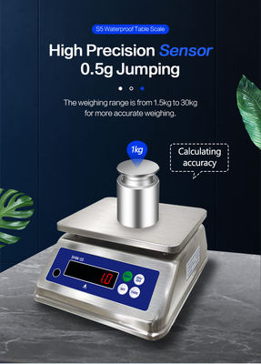 AV220V/50HZ Doppio schermo Acciaio inossidabile Tavolo impermeabile Scala elettronica 15kg