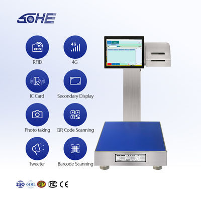 SOHE 60KG Tipo batteria Scala di stampa di etichette impermeabile con pesatura intelligente e stampante