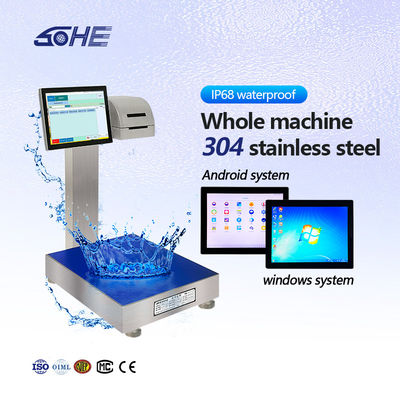 SOHE 60KG Tipo batteria Scala di stampa di etichette impermeabile con pesatura intelligente e stampante