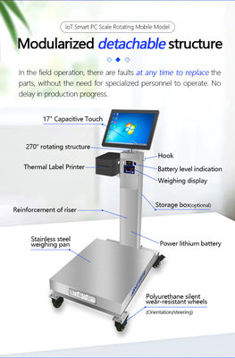 Scala di piattaforma industriale da 60 cm per 80 cm con touchscreen Android rotante da 15 pollici