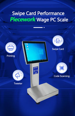1- 15kg/5g Capacità Smart Card Piece Scala di pesatura con schermo tattile impermeabile da 12 pollici